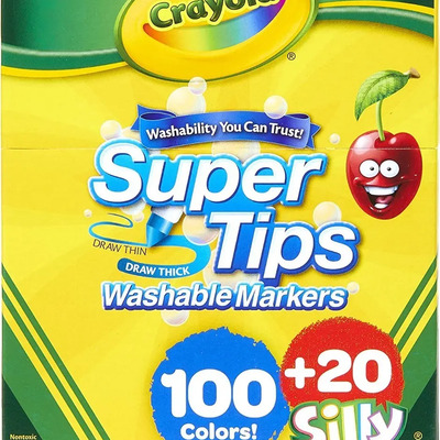Pack x120 Unidades Plumones Crayola 100 Super Tips + 20 Silly Scents Con Aroma | Meses sin interés