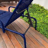 Kit 2 Cadeiras Catar Reclináveis P/ Jardim, Varanda + Mesa Cor Azul
