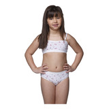 Kit 10 Conjuntos Lingerie Infantil Top Calcinha Menina Moça