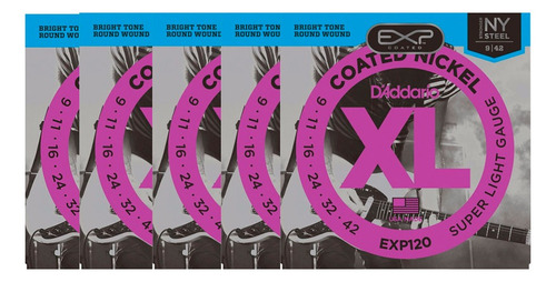 Pack De 5 Cuerdas Para Guitarra Eléctrica D'addario Exl120