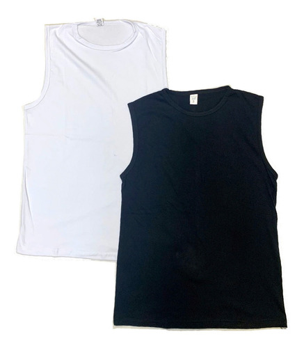 Musculosa Lisa Algodon  P/ Estampar Blanco Y Negro  Pack X 5