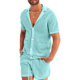 Conjunto De Praia Masculino Com Blusa Cropped E Shorts