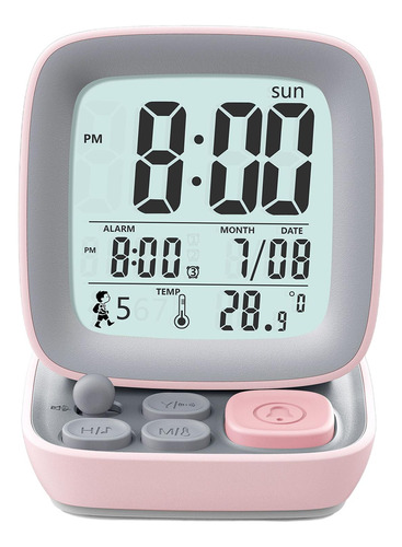 Niños Despertador Reloj Lcd Pantalla Tipo De Carga Rosa