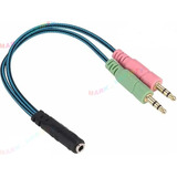 Cable Audio Microfono 1 Hembra X 2 Machos 3.5mm Triestereo