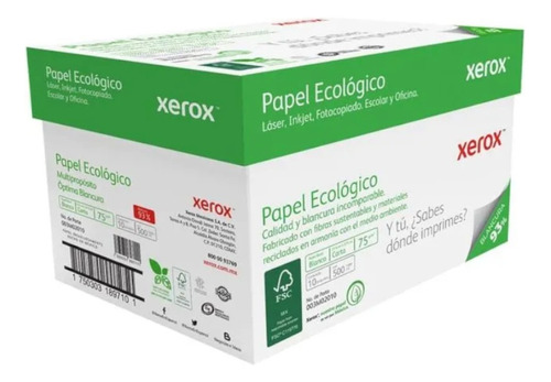 'caja Papel Carta Xerox Ecológico 5000 Hojas Blanco