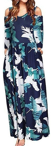 Vestido Largo Mujer Con Rayas Floral Estampado Maxi Vestido