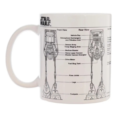 Taza Cerámica Star Wars At-at De Pyramid, Apta Para Microondas Blanco