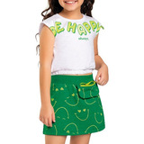 Conjunto Infantil Feminino Blusa E Short Saia Molinê Menina