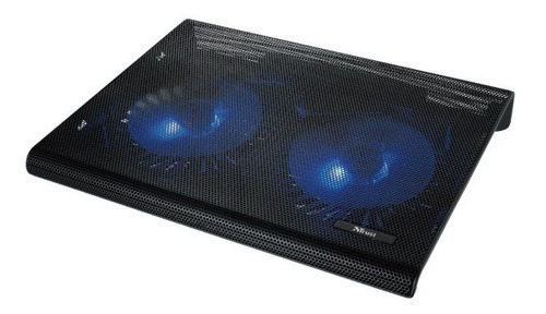 Base Para Notebook Trust Azul Cooler Iluminado 2 Fan Usb Color Negro