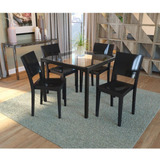 Conjunto De Mesa Remo Com 4 Cadeiras Polipropileno - Preto