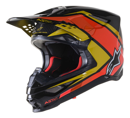 Casco Alpinestars S.tech S-m10 Carbon Meta2 Neg/ama/nar Xs