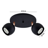 Lampara Aplique Techo Persa 2 Luces Plafon Redondo Bocha Movil Gu10 Negro Cobre Gioluce 2896-2