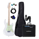 Kit Guitarra Sts100 Branca Capa Cubo + Acessorios White