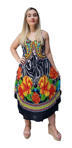 Vestido Feminino Indiano Alça Trapézio Plus Size-cod.1022c