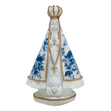 Nossa Senhora Aparecida Decoupage Branca Strass Dourado 25cm