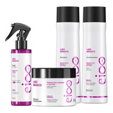 Kit Eico Liso Mágico Sh 300ml+ Cond 300ml+ Másc 300g+ Spray 