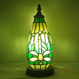 Zjart Lámpara De Mesa Tiffany Pequeña Estilo Libélula Verde 