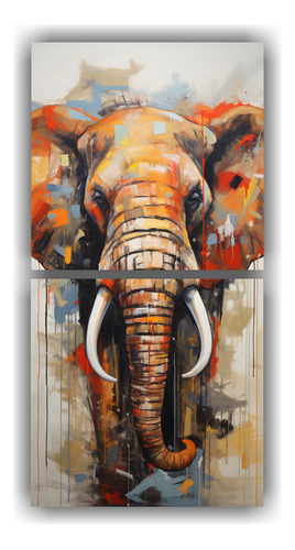 80x40cm Cuadro Decorativo Elefante Amarillo Blanco Neo-noir