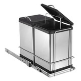 Portaresiduos Cesto Extraible Doble De Acero Inox. 12 L.