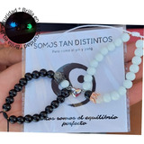 Pulsera Yin Yang Piedra Onix Brillos Corona Zirconias Iman