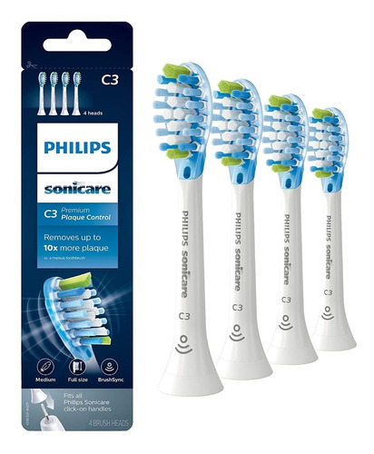 Philips Sonicare Brush Heads Plaque C3 4pk Hx9044/65 White