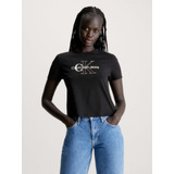 Playera Negro Con Monologo Calvin Klein De Mujer