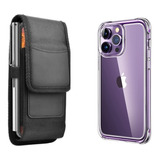 Combo Funda Cinturón + Funda Transparente Para iPhone 14 Pro