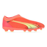 Botines Puma Ultra Match Ll Fg Y Ag En Coral Y Negro Infanti