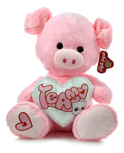 Peluche Chanchito Con Corazon  Te Amo  42cm - Phi Phi Toys