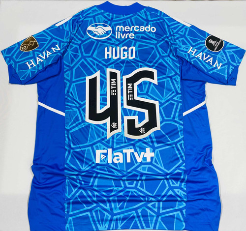 Camisa Jogo Flamengo 2022 Goleiro Azul Libertadores Hugo 45