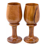 Set De 2 Copas De Vino De Madera Rústica Hechas A Mano En To