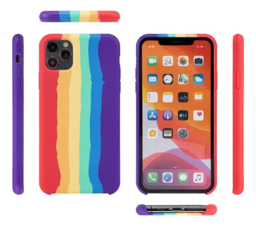 Capinha Capa Case Compatível Com iPhone  Arco Iris Aveludada