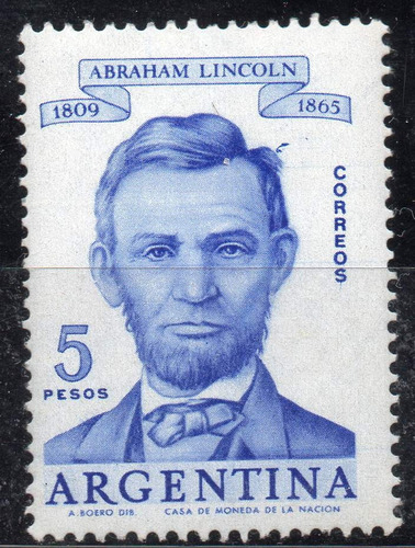 Argentina 1960. 5p Abraham Lincoln C/variedad Mechón