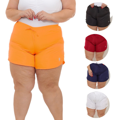 Kit 5 Shortinho Feminino Plus Size Moda Praia Tactel Leve