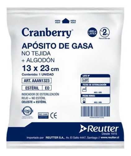 Apósito Curación Gasa Estéril 13x23 (no Tejida) Pack X 10uni