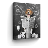 Beagle Perro Sentado En El Inodoro, Decoración De Baño, Arte