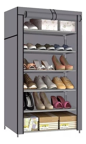 Zapatera Organizador Zapatos Closet Armable 6 Niveles Color Gris