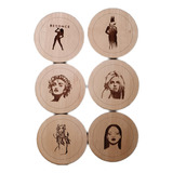 Set De 6 Posavasos De Madera Divas Pop