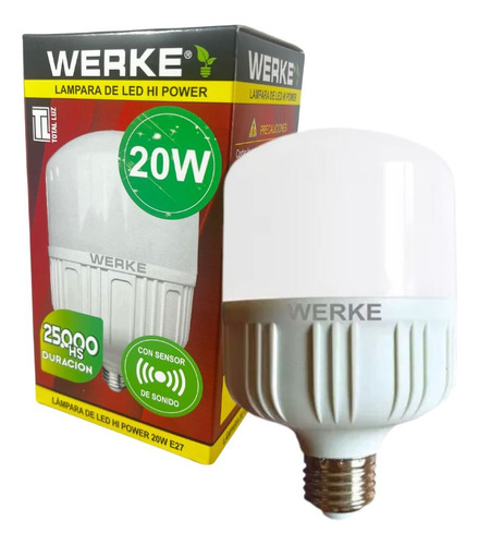 Lampara Galponera Alto Poder 20w Con Sensor De Sonido Werke