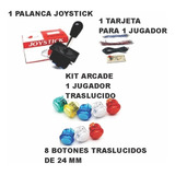 Kit Árcade Palanca+1 Tarjeta+10 Botones Traslucidos 24 Mm