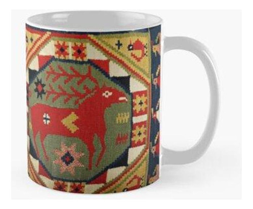 Taza Tapiz Sueco Antiguo Geométrico Con Ciervos Y Pájaros Ca