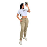 Pantalón Cargo Jogger Dama Drill Rígido Táctico Camuflado