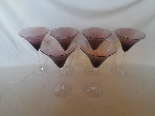 6 Taças De Cristal Para Dry Martini, Coloridas Perfeitas