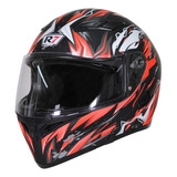 Casco Abatible R7 Racing Unscarred En Color Negro Con Rojo