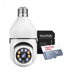 Kit Camera Segurança Com Cartao Memoria 128gb Lampada Wifi