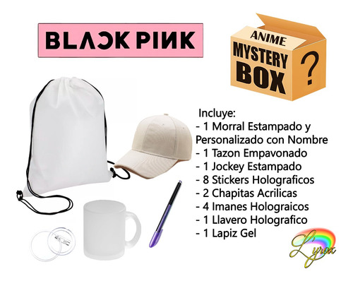 Black Pink Mystery Box Tazon Lapiz Jockey Chapita Llavero