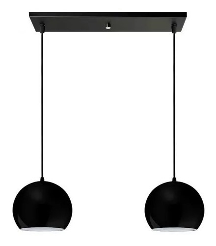 Colgante 2 Luces Lampara Moderna Moer Bocha 15cm E27 Negro 