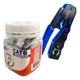 50 Peças Conector Rj45 Ez Crimp Cat6 Blindado + 1 Alicate Ez