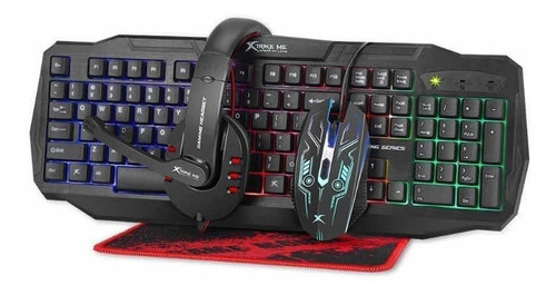 Kit Teclado + Mouse Gamer Xtrike Mecm-406 Inglés Us Negro