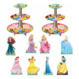 Kit Festa Princesas Kit Com 2 Baleiros + 8 Totens De Mesa